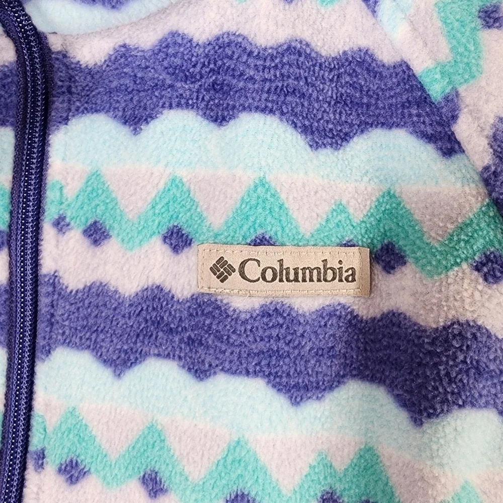 Columbia Kids Fleece Jacket Youth‎ Large 14/16 Blue ZigZig Full Zip Nice!